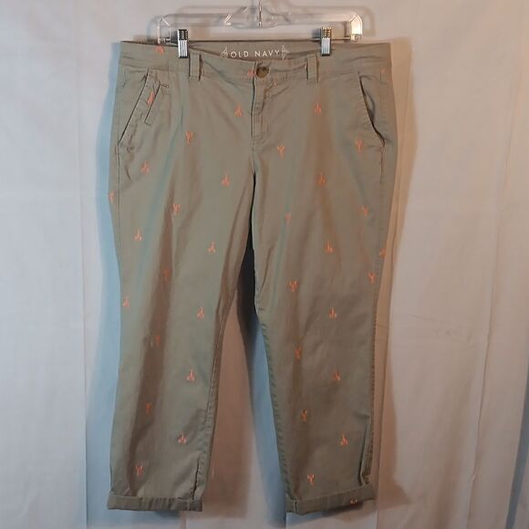 Old Navy Lobster/Crawfish Embroidered Stretch Cargo Roll Up Pants - Picture 8 of 8